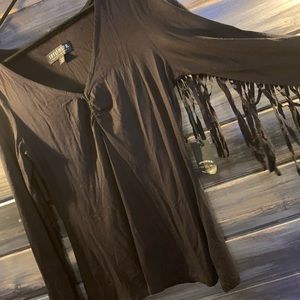 Fringe Black Long Sleeve Shirt